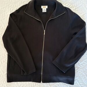 Talbots long sleeve black cardigan Sweater full zip size extra large soft cotton